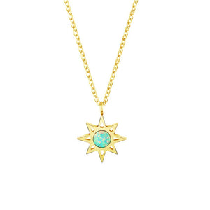 North Star Necklace With Blue Fire Opal