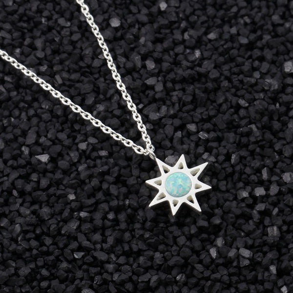 North Star Necklace With Blue Fire Opal