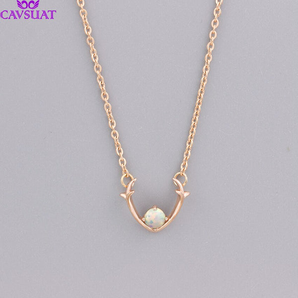 White Opal Antler Necklace