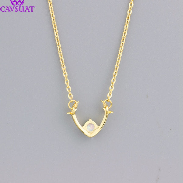 White Opal Antler Necklace